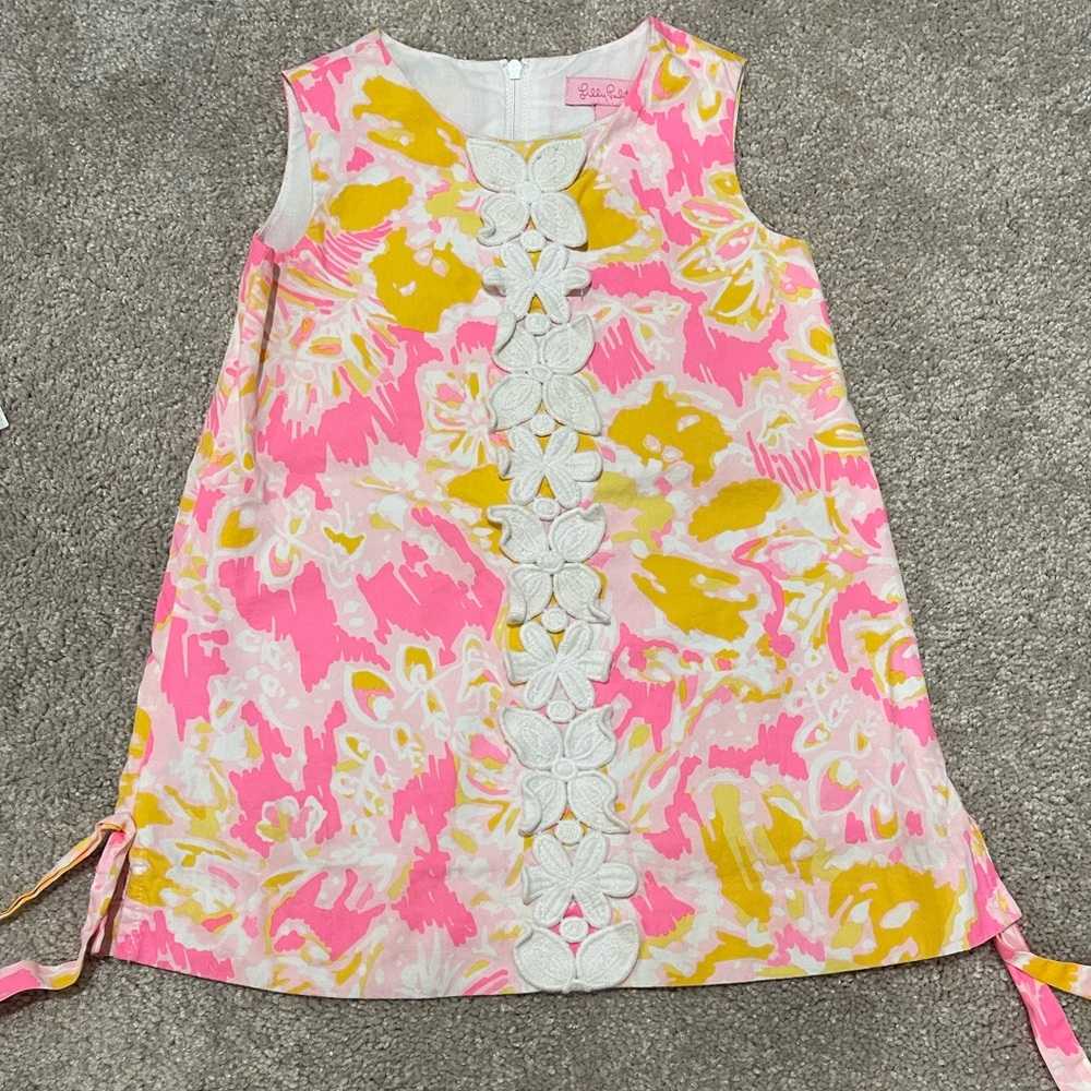 Lilly Pulitzer Toddler Girls Classic Shift Dress Pink and Yellow
